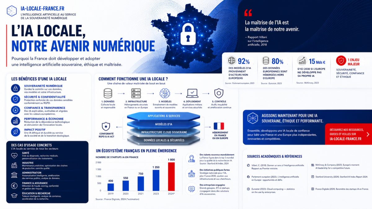 Infographie IA locale et souveraineté numérique française