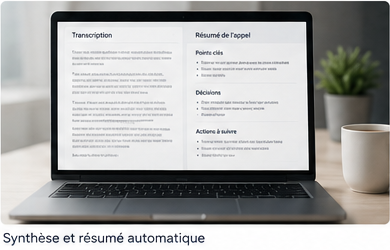 Synthèse et résumé automatique d'un appel téléphonique sur ordinateur portable
